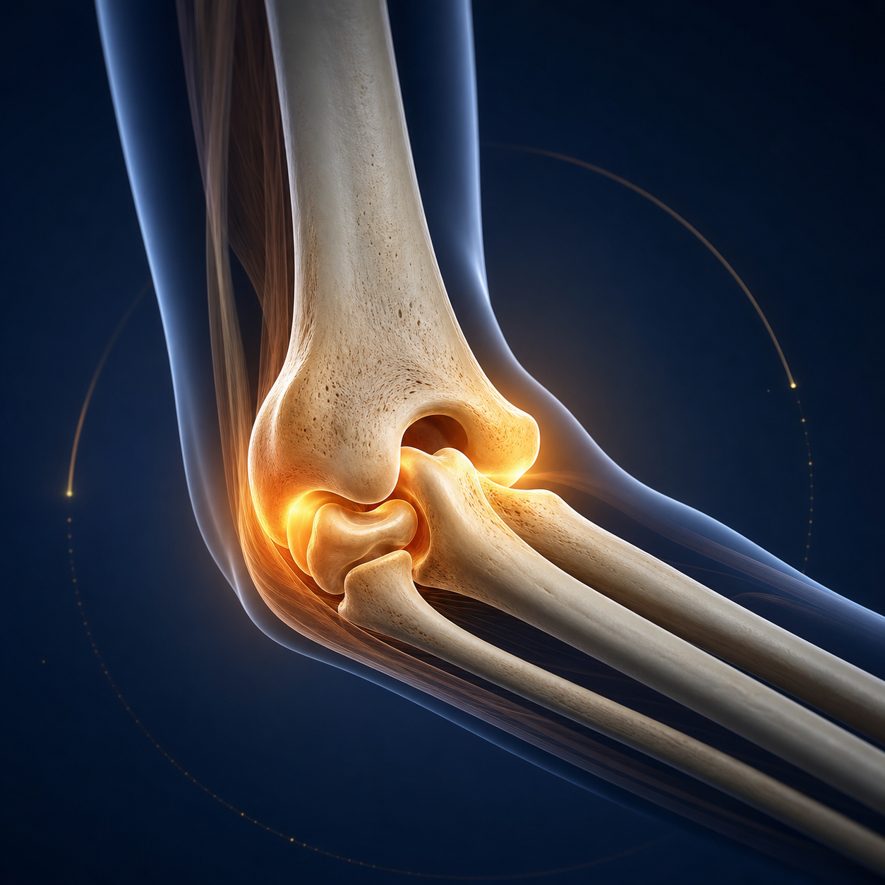 Anatomical illustration of the elbow joint
