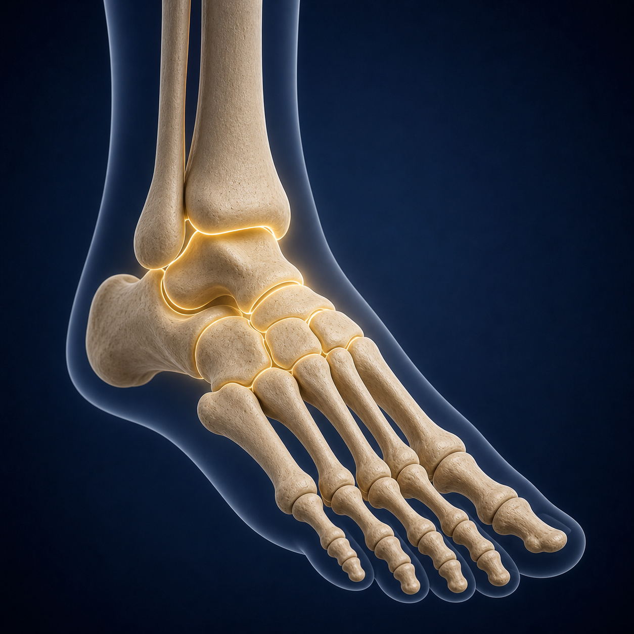 Anatomical illustration of the foot and ankle joint