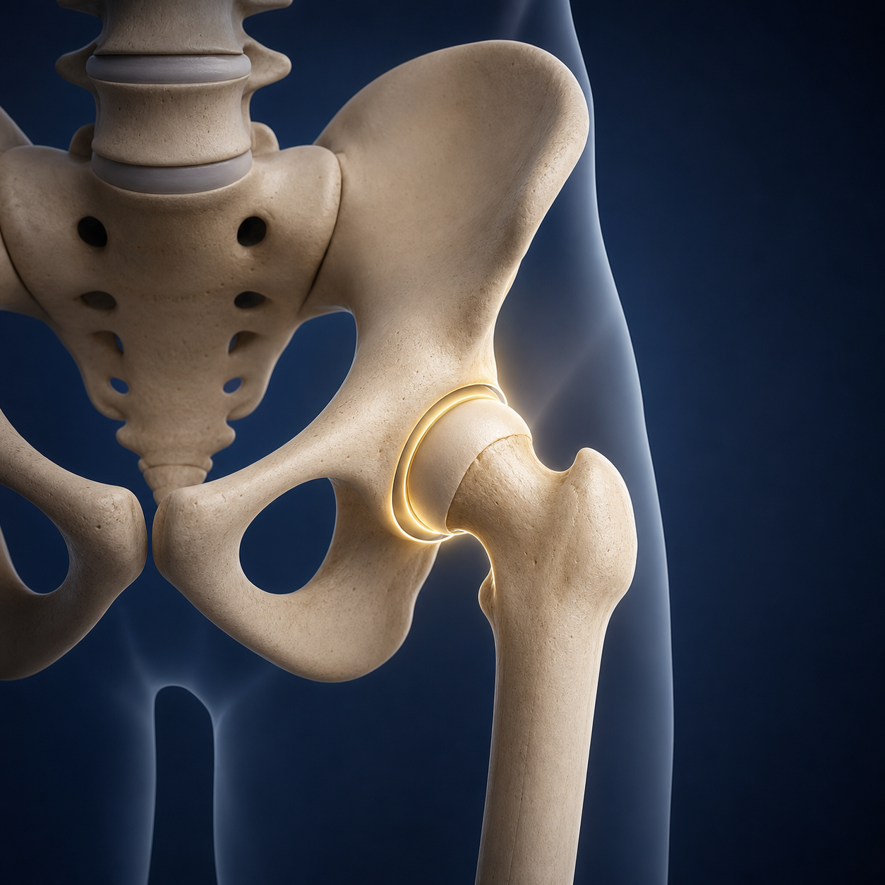 Anatomical illustration of human hip joint
