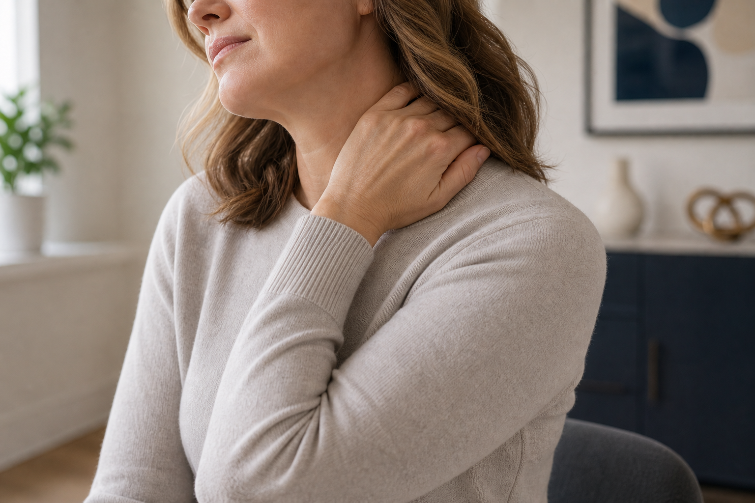 Person experiencing neck pain