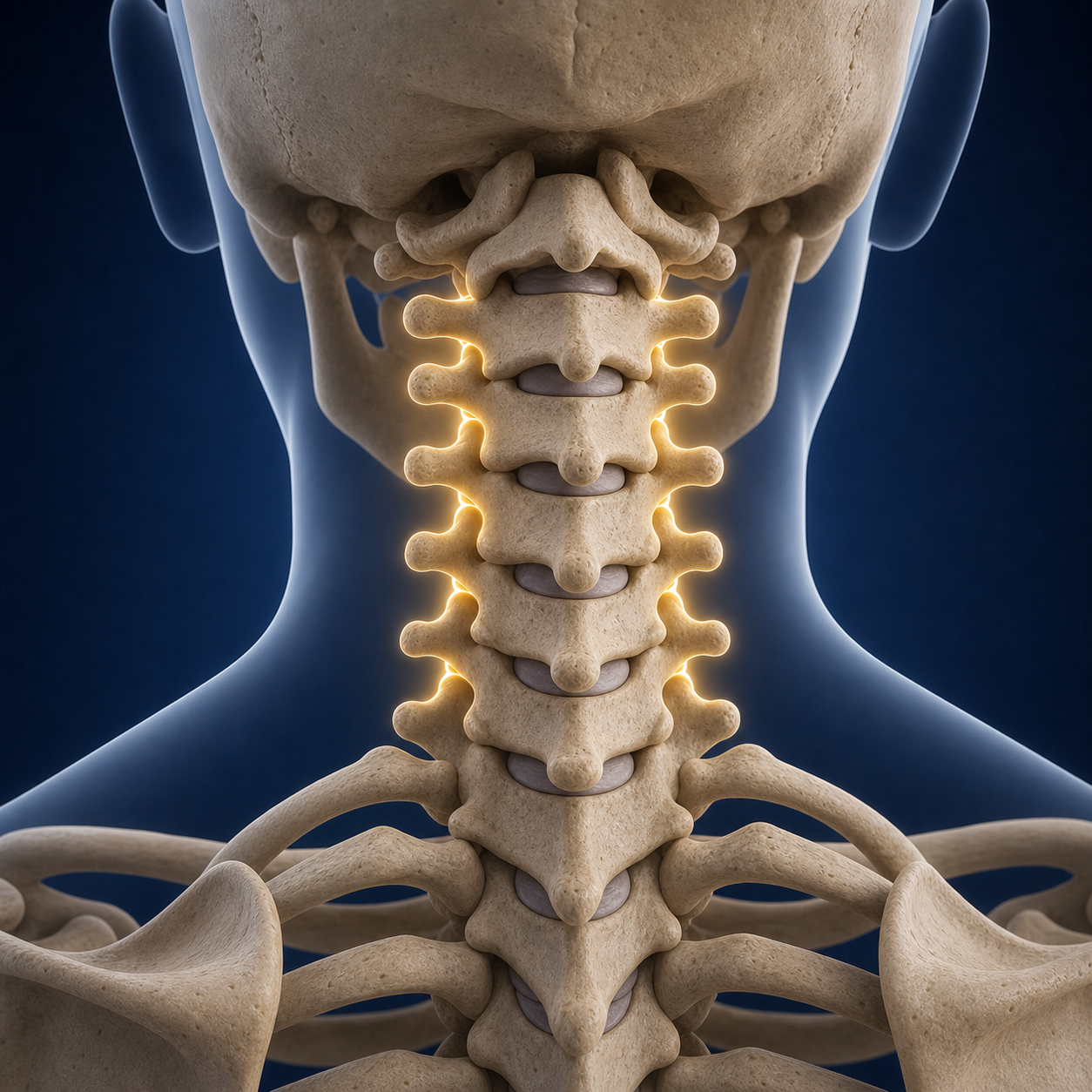 Anatomical illustration of the cervical spine and neck