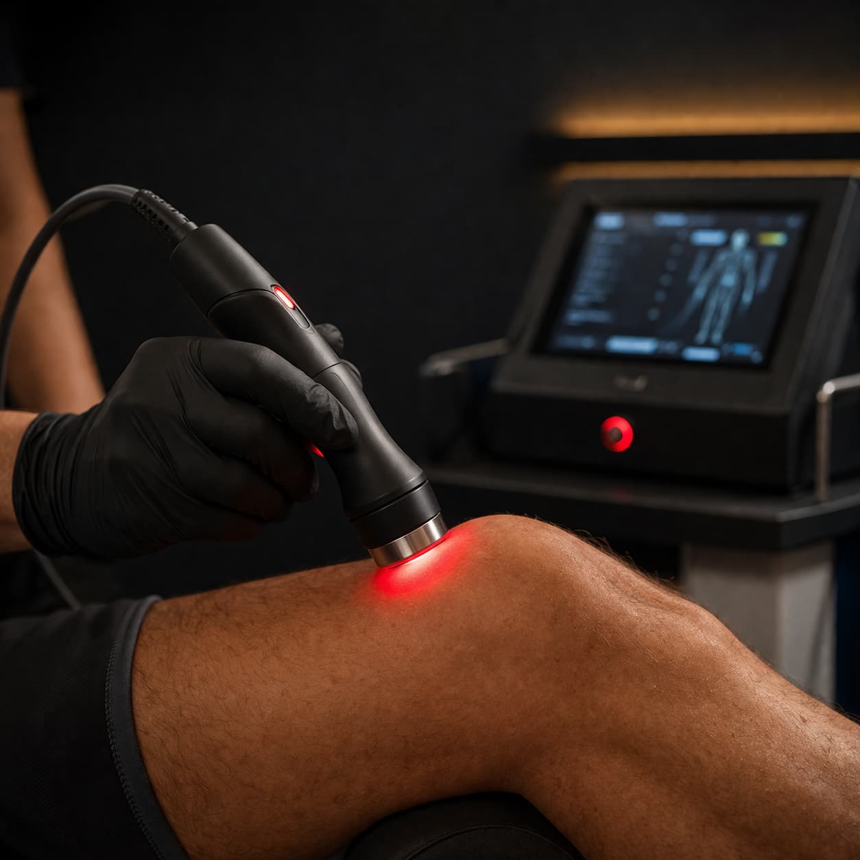 Clinician applying Class IV Laser Therapy handpiece to a patient